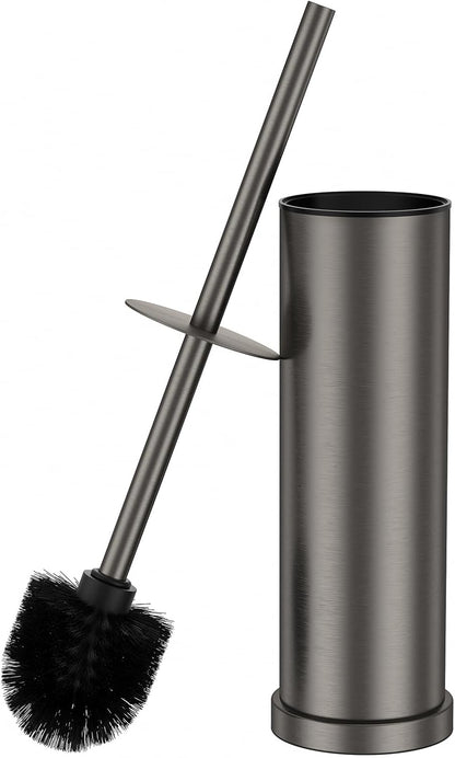 Bronze Toilet Brush and Holder Set，Stainless Steel Heavy Duty Toilet Bowl Brush，Extra Long Handled Modern Toilet Cleaner Brush, Removable Inner Bowl, and Splash Protection