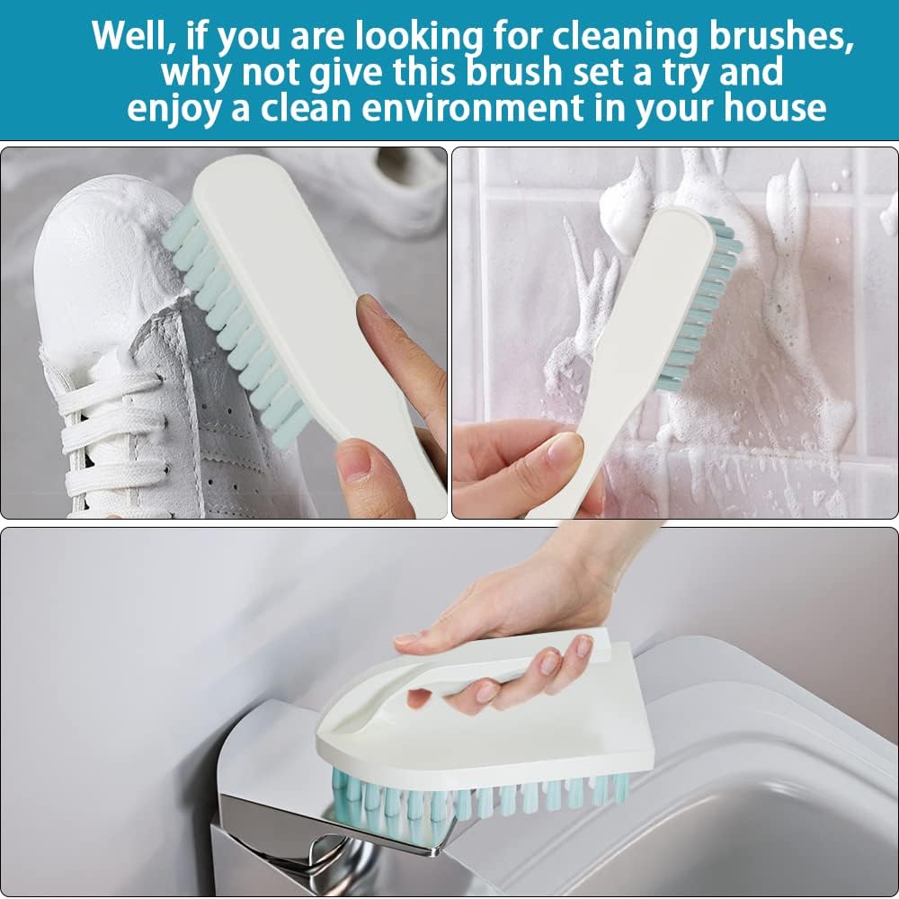 6 PCS Cleaning Brush, Scrub Brush Set for Kitchen and Bathroom Household Use with Various Brushes for Cleaning Dishes, Tiles, Corners and Floors