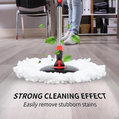 Spin Mop and Bucket with Wringer Set, 360° Spinning Mop Bucket System with 3 Microfiber Mop Replacement Heads and 50" Stainless Steel Adjustable Handle for Floor Cleaning