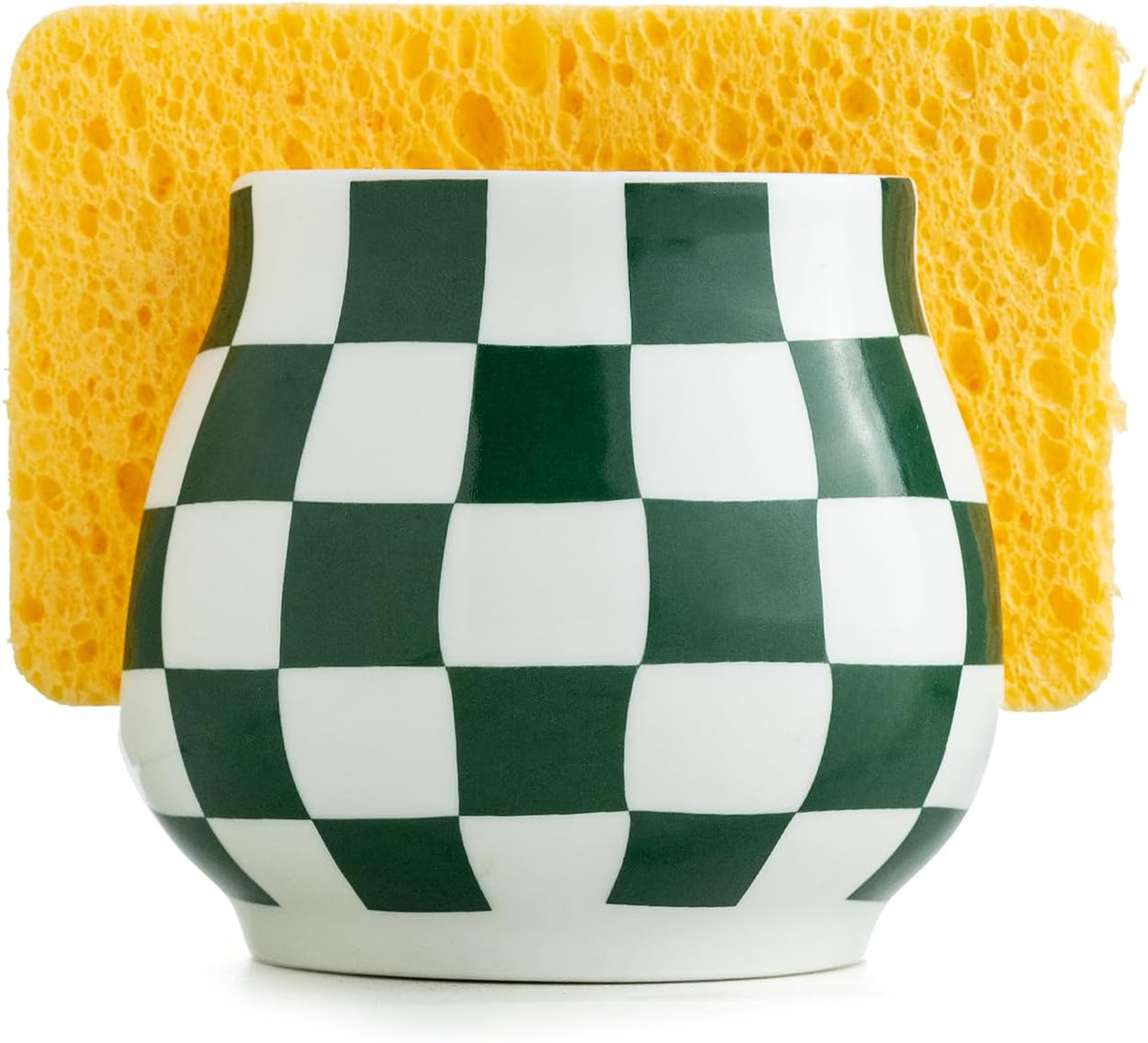 Zoeeker Sponge Holder for Kitchen Sink, Ceramic Dish Sponge Dish Rack Scrubby Caddy Kitchen Organizer Cute Sink Caddy Organizer, Farmhouse Decor, Speckled Glaze
