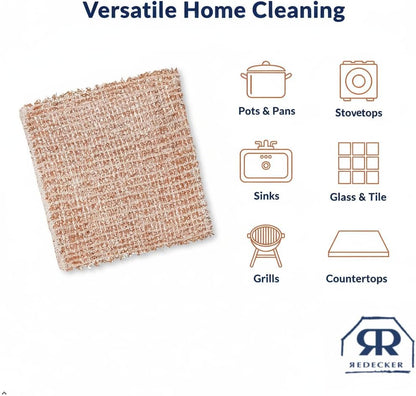 Redecker Copper Thread Pot Scrubber, Woven Copper Scouring Pads, 2 Pack Kitchen Scrubber for Pots Pans Sink Stove Stainless Steel, 3 in Diameter, Made in Netherlands