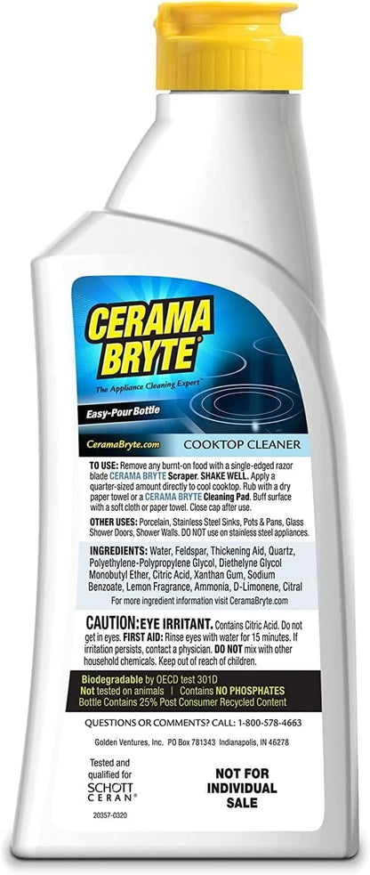 Cerama Bryte Removes Tough Stains Cooktop and Stove Top Cleaner for Glass - Ceramic Surfaces, 18 Ounces, 2 Pack
