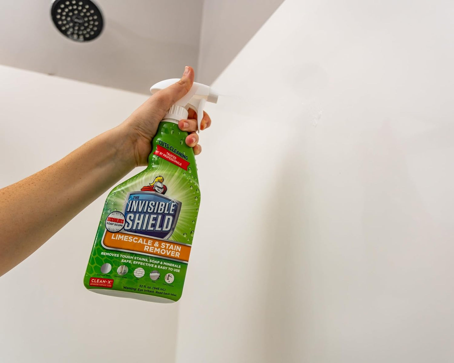 Invisible Shield Limescale & Stain Remover 32 fl. oz - Spray Away Hard Water & Soap Scum by UNELKO- Clean-X 2 pack