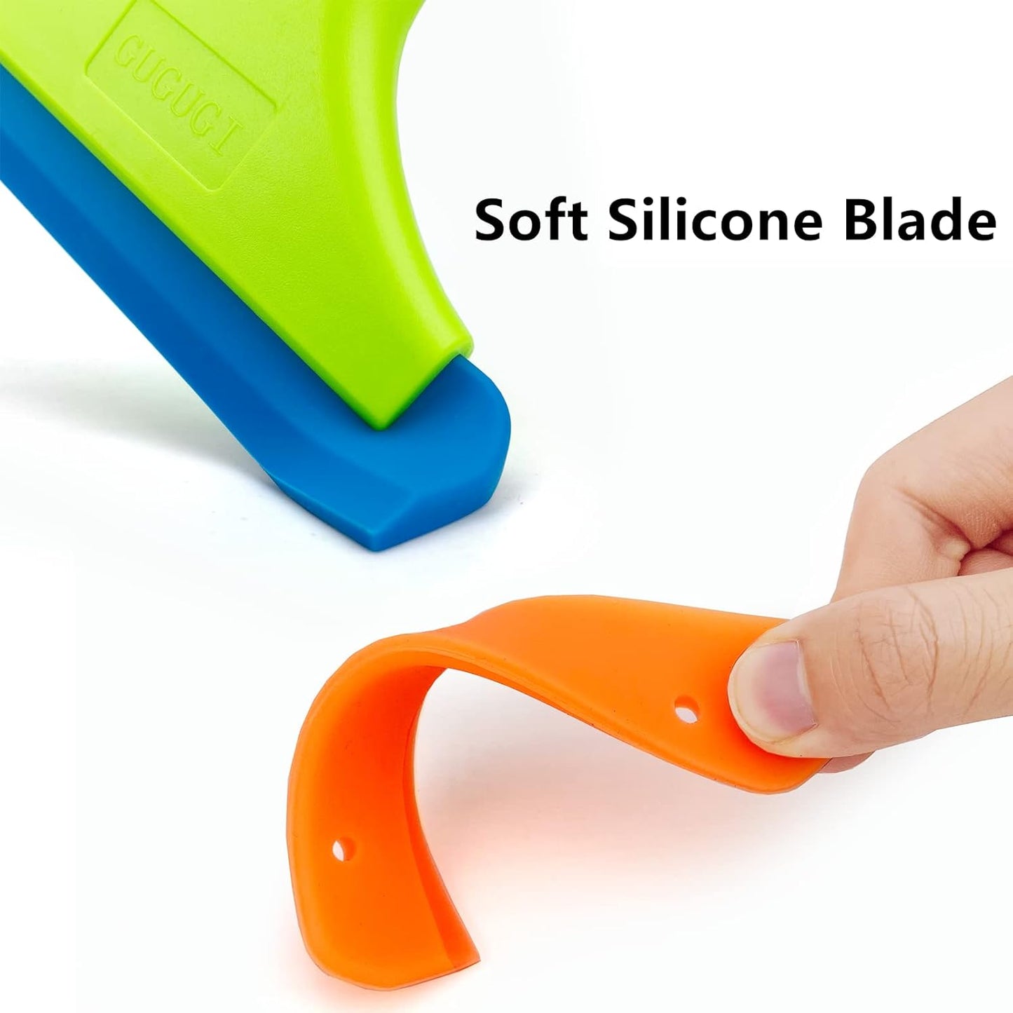 Super Flexible Silicone Squeegee, Auto Water Blade, Water Wiper, Shower Squeegee, 5.9'' Blade and 7.5'' Long Handle, for Car Windshield, Window, Mirror, Glass Door, Grey Black