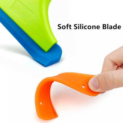 Super Flexible Silicone Squeegee, Auto Water Blade, Water Wiper, Shower Squeegee, 5.9'' Blade and 7.5'' Long Handle, for Car Windshield, Window, Mirror, Glass Door, Grey Black
