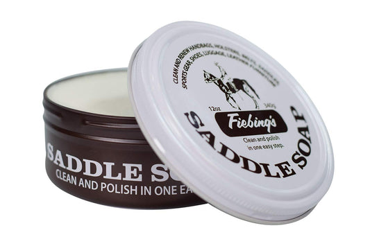 Fiebing's White Saddle Soap for Leather (12 oz Tin) - Cleaner & Conditioner to Soften, Protect & Restore Leathercraft - Soap for Car Seat, Couch, Shoe, Purse, Boot, Bag, & Saddles