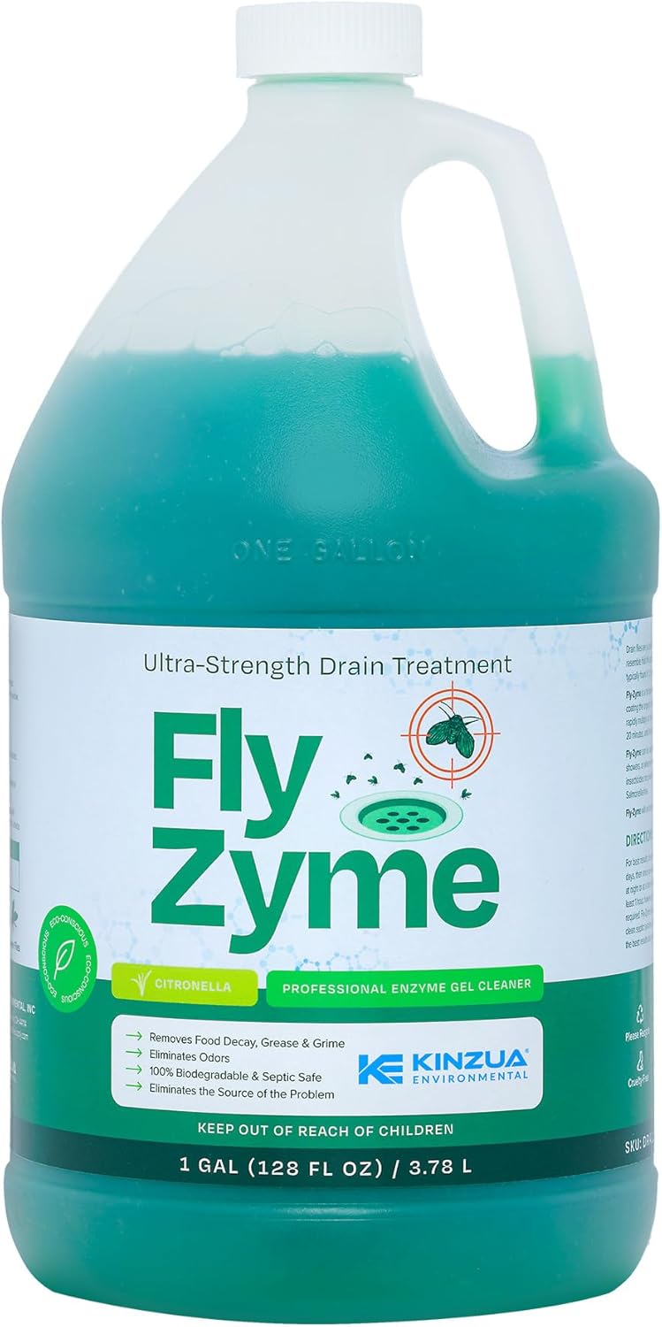 Fly-Zyme, Highly Concentrated Enzyme Drain Cleaner for Pipes, Drain Gel for Fruit Flies, Organic Waste Degrader & Odor Neutralizer, 32 fl oz