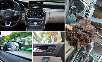 Retractable Ostrich Feather Duster for Cleaning, Fluffy and Natural Feather Duster with Retractable Handle， Reusable Eco-Friendly Handheld Cleaning Supplies (15 inch)