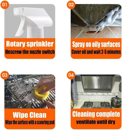 Kitchen Pots and Pan Cleaner,500ML Foam Heavy Oil Cleaner Sprays ,Oven Cleaning, Heavy Stain Cleaner Liquid, Clean Up Kitchen Oil Stains, All Purpose Clean Stian with cleaning rags and wire rags