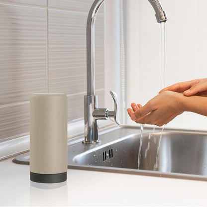 ElmRidge Dish Soap Silicone Dispenser for Kitchen Sink,Squeeze Washing Up Liquid and Hand Soap,Round refillable Silicone Bottles,Easy to Fill and to use, 8.5 oz,Black 2.4 x 2.4 x 5.5 inches (Gray)