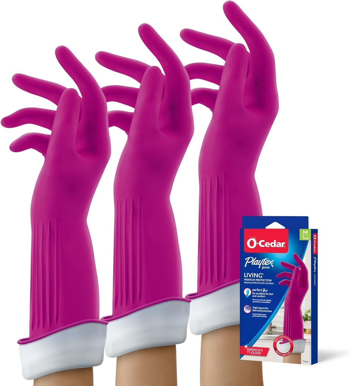 PLAYTEX Living Reuseable Rubber Cleaning Gloves (Small, 1 Pack), Premium Protection Reusable Household Gloves