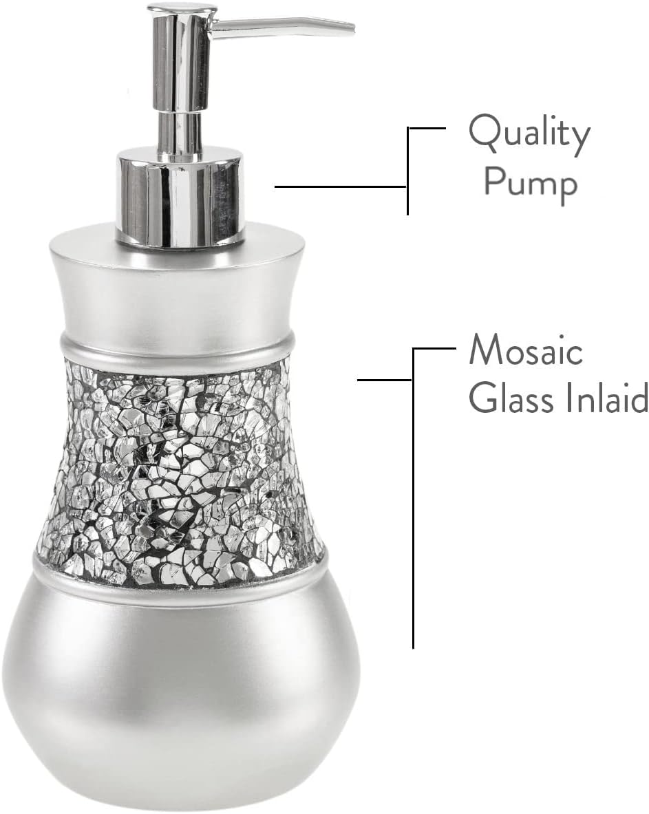 Creative Scents Crackled Glass Toilet Brush with Holder - Silver Toilet Bowl Cleaner Brush and Holder - Good Grip, Deep Cleaning, Decorative Design Compact Toilet Bowl Scrubber