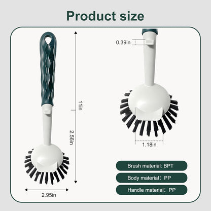Dish Brush, 2 Pack with Comfortable Handle, with Built-in Scraper, Scrub Brush with Medium Firm bristles for Cleaning Dishes, Sink, Pots (Brown)