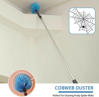 20 Foot Cobweb Duster with Extension Pole 2 PCS, Webster Cobweb Duster for High Ceilings/Corners, Spider Web Brush with Pole for Outdoor & Indoor Web Cleaning, Outdoor Cobweb Brush Kit by MAYKI