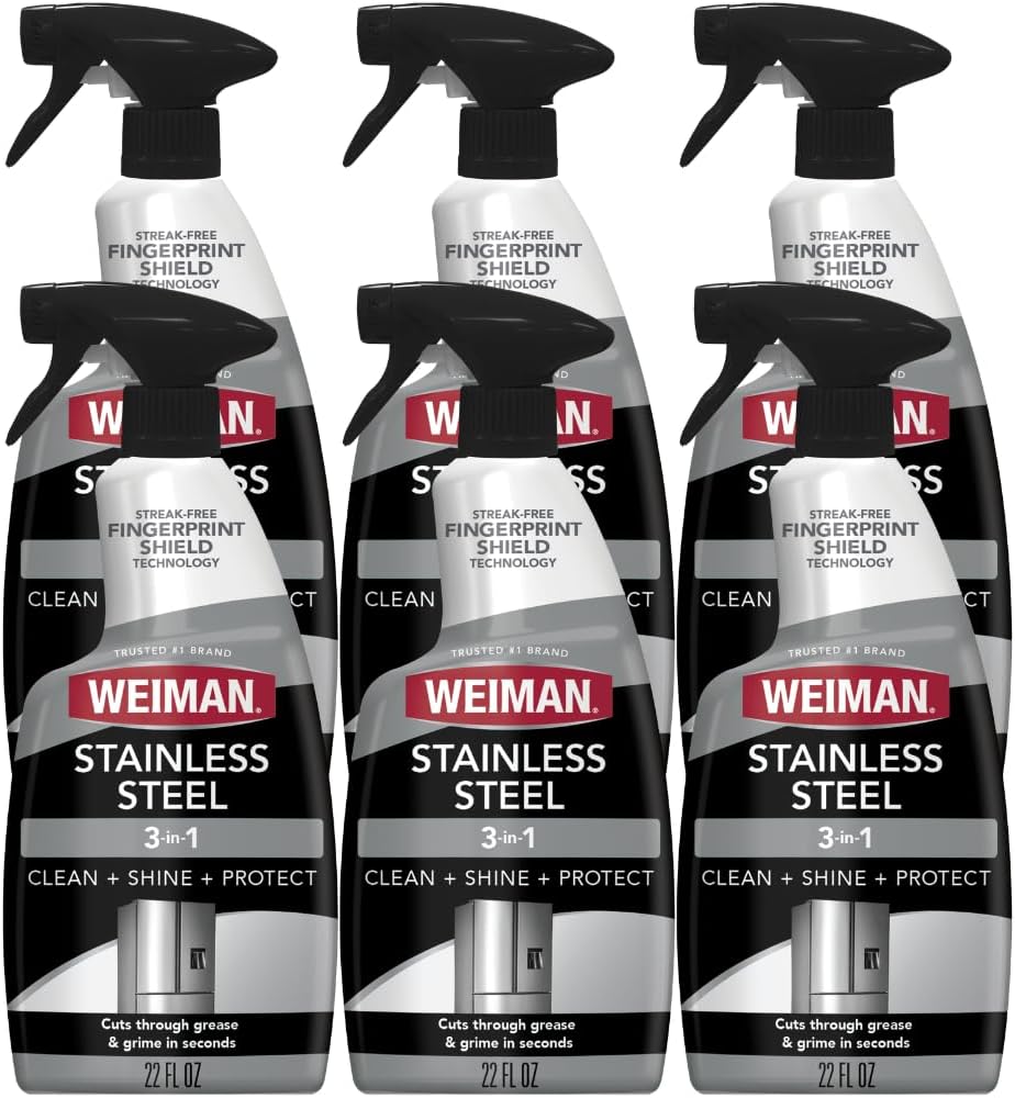 Weiman Stainless Steel Cleaner & Polish, 2 Pack, Anti Fingerprint Spray Stainless Steel Cloth, Water Spots & Grease, No Streaks or Residue, Safe for Metal Polish, Chrome, Appliances, Sinks & Grills