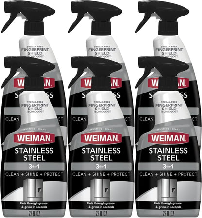 Weiman Stainless Steel Cleaner & Polish, 2 Pack, Anti Fingerprint Spray Stainless Steel Cloth, Water Spots & Grease, No Streaks or Residue, Safe for Metal Polish, Chrome, Appliances, Sinks & Grills