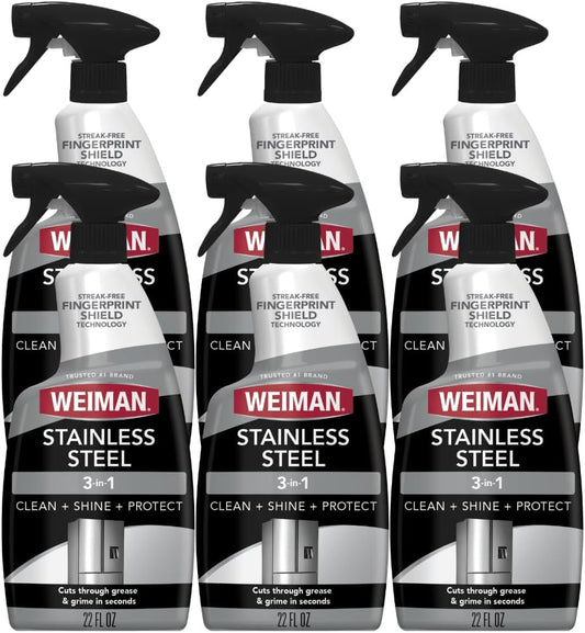 Weiman Stainless Steel Cleaner & Polish, 2 Pack, Anti Fingerprint Spray Stainless Steel Cloth, Water Spots & Grease, No Streaks or Residue, Safe for Metal Polish, Chrome, Appliances, Sinks & Grills