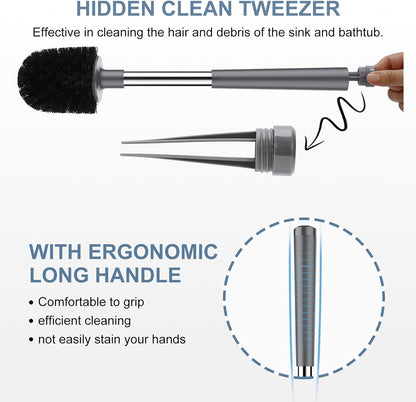 SetSail Toilet Brush and Holder, Self Closing Lid Toilet Bowl Brushes Holder and Extra Long Handle Ventilated Toilet Brush Set for Bathroom Cleaning, Nylon Bristles, Black