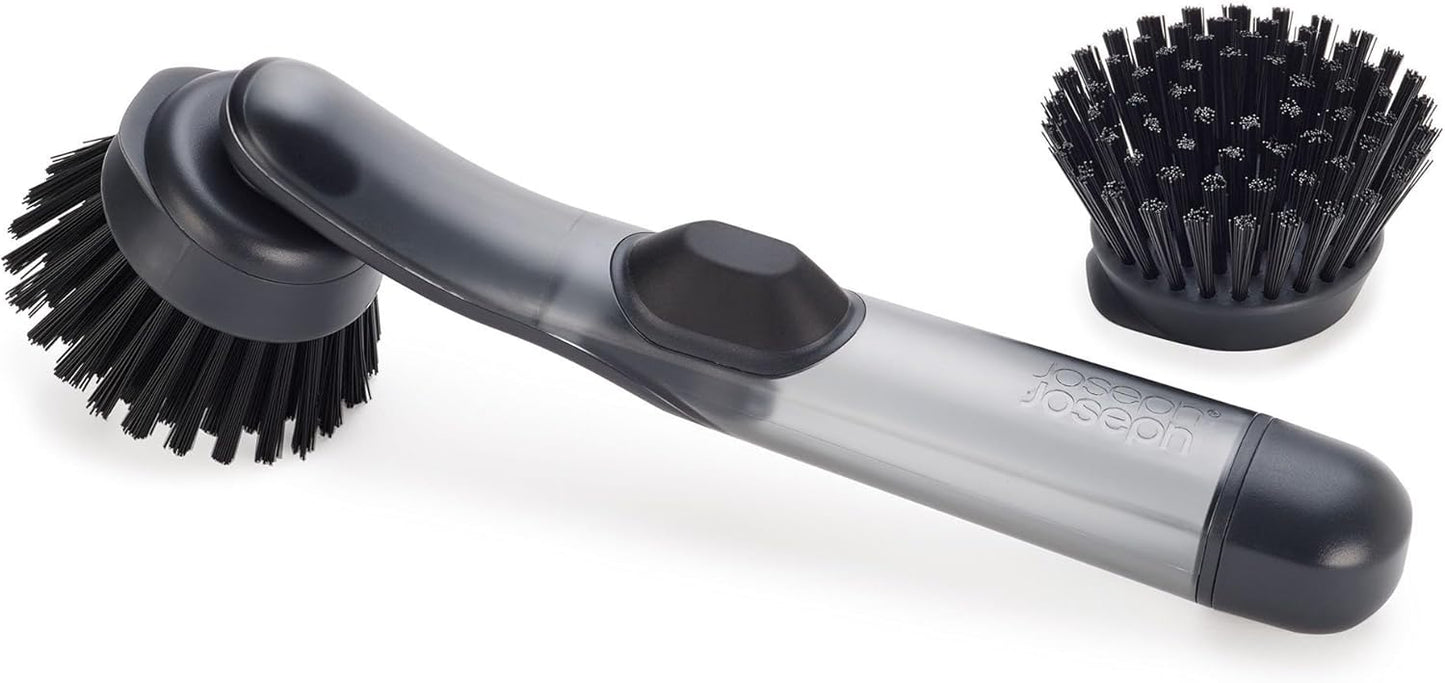 Joseph Joseph SinkTech Refillable Soap-Dispensing Dish Brush with Stainless Steel Storage Stand Drip Tray