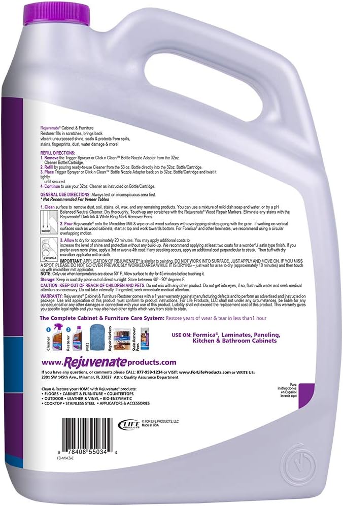 Rejuvenate Cabinet And Furniture Restorer Fills In Scratches, Shines And Protects Indoor Cabinets And Furniture, 16 Ounces