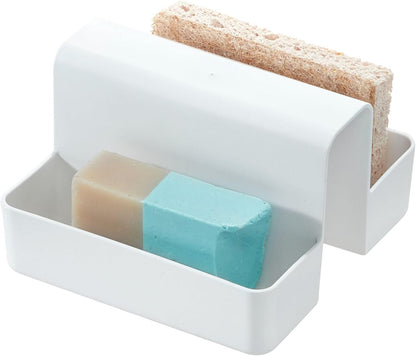 iDesign Recycled Plastic Double Suction Sink Caddy, White