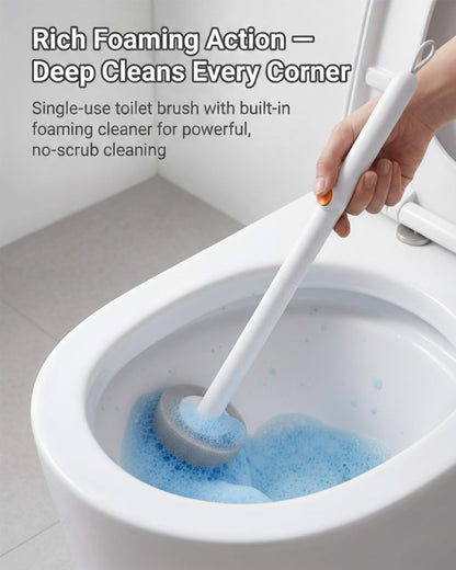 Disposable Toilet Cleaning Brush Kit with 48 Refill Heads, Long Handle Deep Clean Toilet Brush, All in One Bathroom Toilet Cleaner System for Household Apartment Daily Bathroom Cleaning