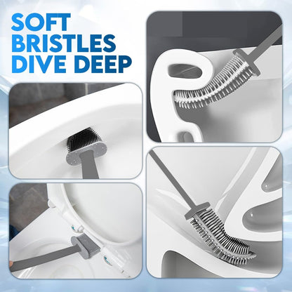 Modern Minimalist Silicone Black Toilet Brush with Holder - Pack of 2 Toilet Bowl Brush Set - Self-Cleaning & Splash-Free, Easy-Rinse Design with Wall Mounted Holder Bathroom Accessory.