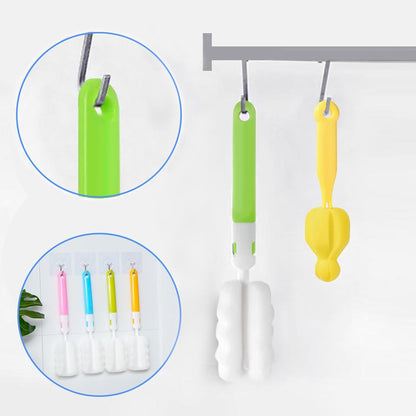 Bottle Brush Sponge Cup Brush Set with 4 Replacement Brush Head Portable Long Handle Water Bottle Cleaner Brush, for Baby Bottles Vacuum Flasks (4 Brushes + 4 Heads)