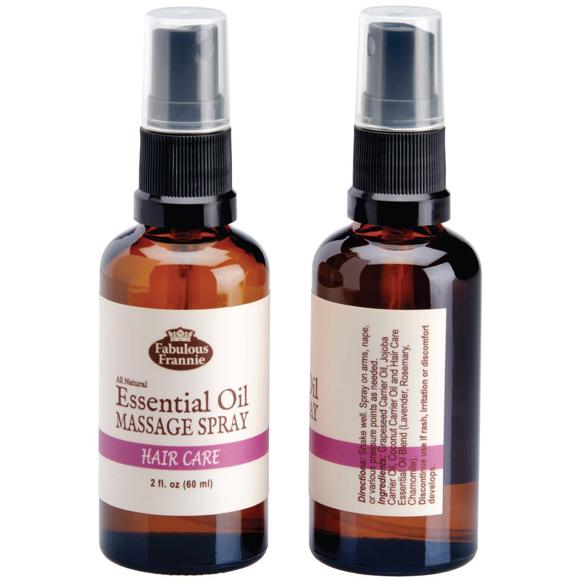 Fabulous Frannie Bug Away Healthy Massage Spritz Made with Carrier Oils and Citronella, Lavender, Eucalyptus and Lemongrass Essential Oils 2oz