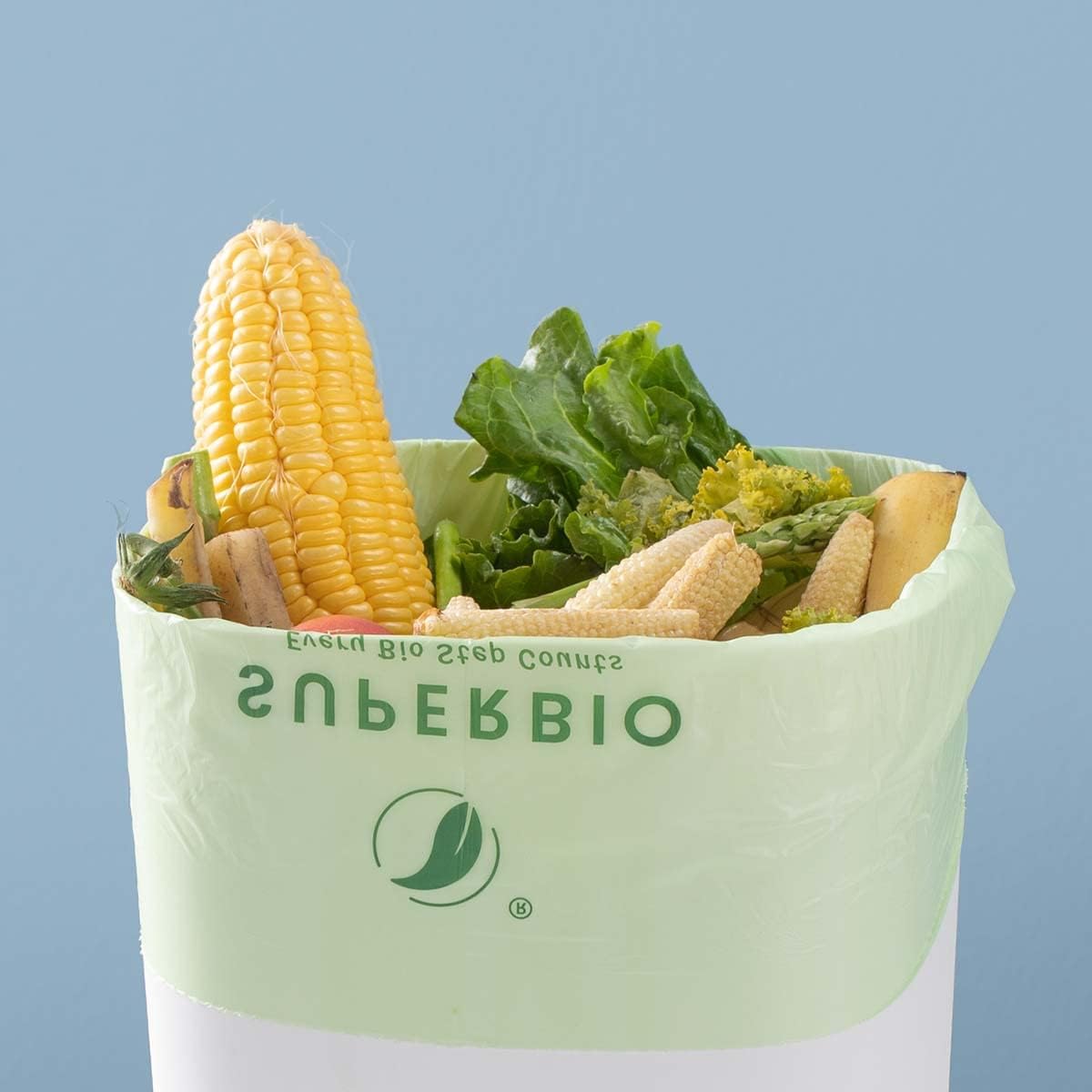 SUPERBIO 13 Gallon Compostable Kitchen Waste Bags with Handles, Food Scrap Bags Certified by BPI, OK compost INDUSTRIAL, 30 Count, 49.2L