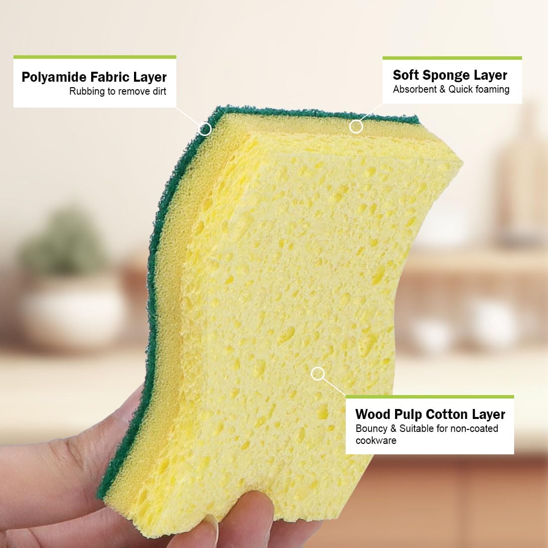 AIDEA XL Sponges Kitchen, 12Count, Non-Scratch Dish Sponges, Large Natural Sponge for Non Stick Cookware, Cellulose Cleaning Sponge for Dishes, Bathroom, Household