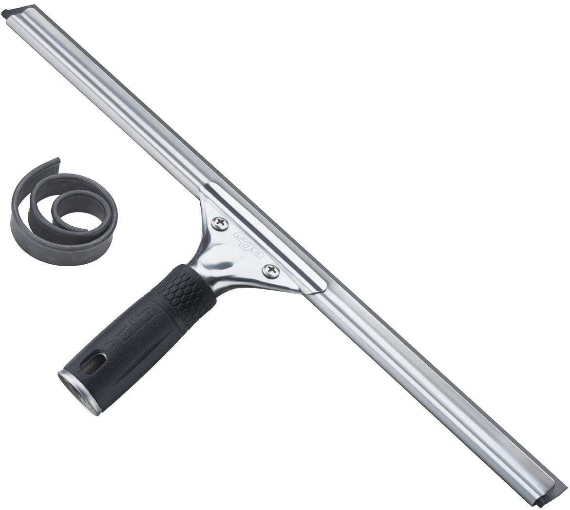 Unger Connect and Clean 16” Performance Window and Glass Cleaning Squeegee with Replacement Rubber, Cleaning Supplies, Heavy Duty Household Cleaner Tools with Streak-Free Results