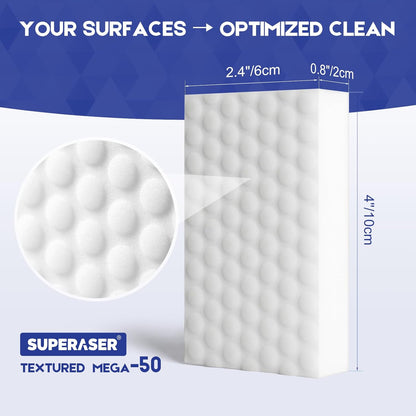 Magic Sponge 10 Pack Textured Quick Series, Effortlessly Erase Scuff Marks and Stains from Multiple Surfaces with No Harsh Chemicals