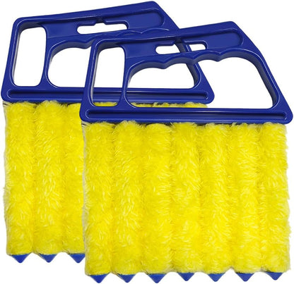 DXNQ 2 PCS Blind Cleaner Duster Tool, Window Venetian Hand-held 7 Finger Dusting Cleaner Brush, Blinds Cleaning Brush Tool for Window Shutters Air Conditioner, Car Accessories (Orange+Yellow)