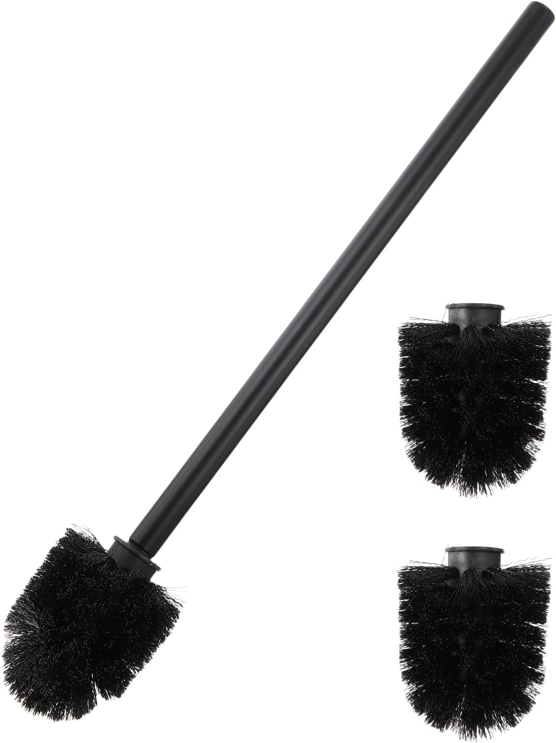 uxcell 3 Pcs Toilet Brush Set Replacement Head, 9.8 Inch Toilet Brush Refills with Handle, Bathroom Cleaning Tool Restroom Accessories for Bathtubs Bathroom Home Apartments Office, Black