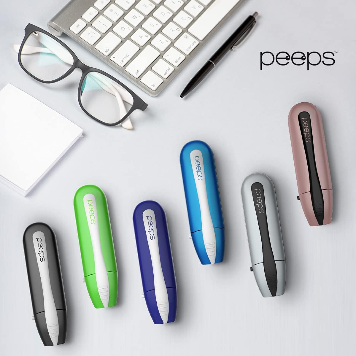 Peeps Glasses Cleaner - for Eyeglasses, Reading Glasses, and More - Lens Cleaner with Carbon Microfiber Tech-Injected Blue-1 Count (Pack of 1)