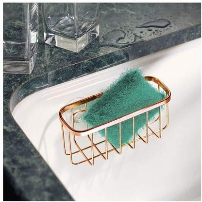 iDesign Stainless Steel Suction Sponge Holder, Kitchen Sink Sponge Caddy Organizer, 2-Pack, Polished