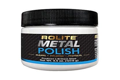 Rolite Metal Polish Paste, 4.5 oz, Industrial Strength Scratch Remover & Cleaner for Aluminum, Chrome, Stainless Steel, Restores Shine to All Metals, Heavy-Duty Polishing Paste