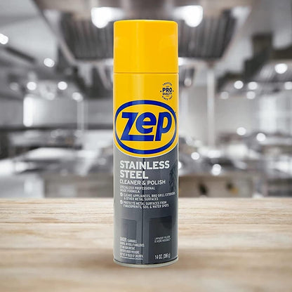 Zep Stainless Steel Cleaner and Polish 14 ounces (Case of 4) ZUSSTL14 - Protects Metal Surfaces from Fingerprints, Soil and Waterspots