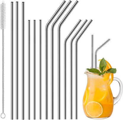 Vinaco Stainless Steel Smoothie Straws, 0.4'' Extra Wide Reusable Metal Drinking Straws for Milkshake, Smoothie, Beverage, Set of 4 with 1 Cleaning Brush
