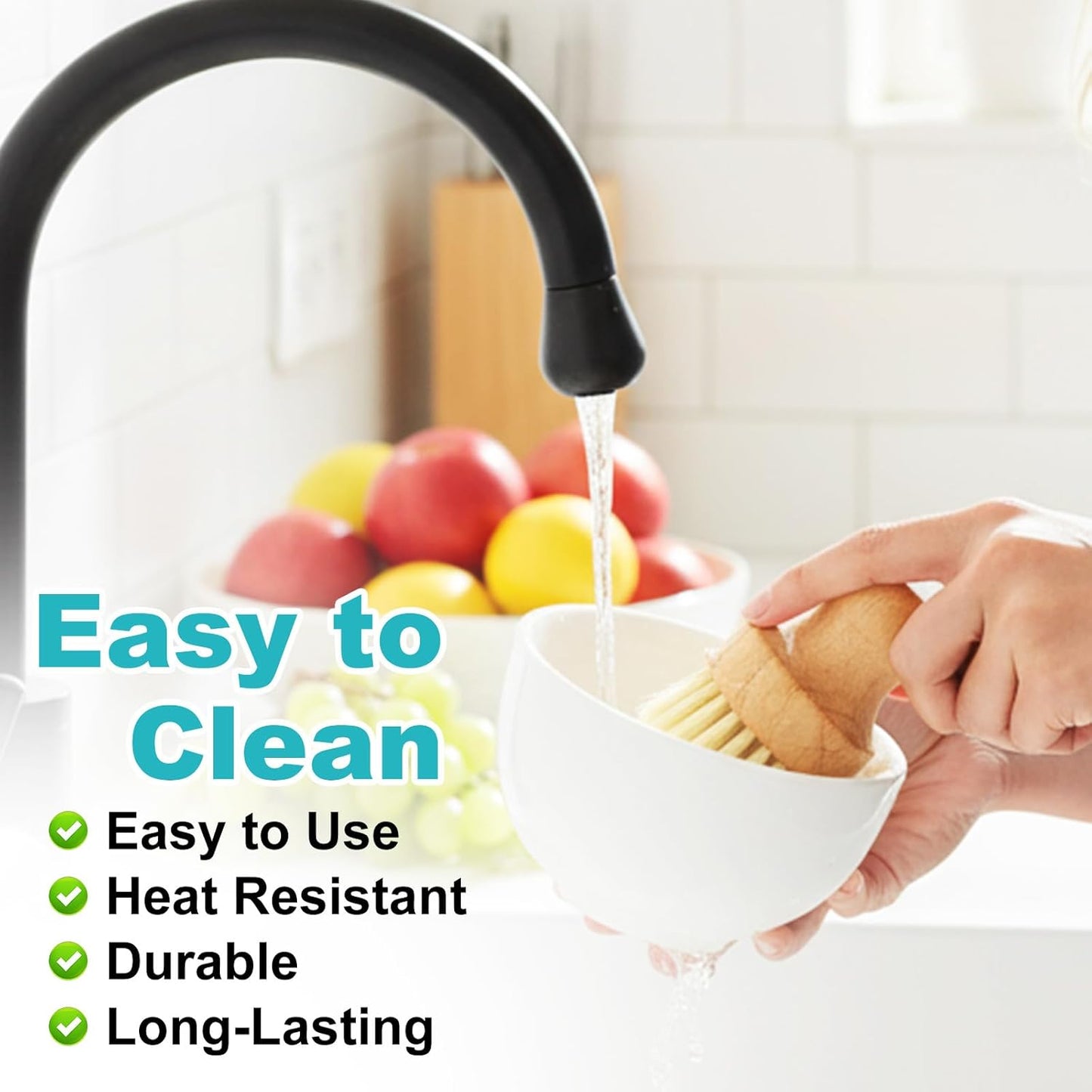 9 PCS Bamboo Dish Brush Set, Multifunctional Dishwashing Bamboo Scrub Brush with Natural Sisal Bristles, Wooden Dish Brush for Cleaning Pots, Pans, Dishes, Vegetables