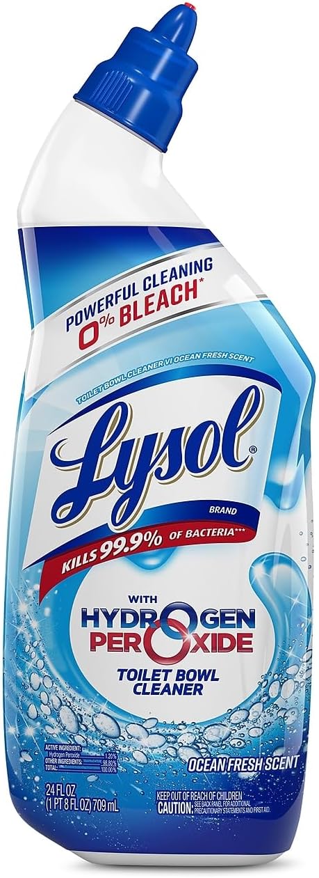 Lysol Hydrogen Peroxide Toilet Cleaner - 24 fl oz (0.8 quart) - Ocean Fresh Scent - Blue - 9/Carton - 98011CT