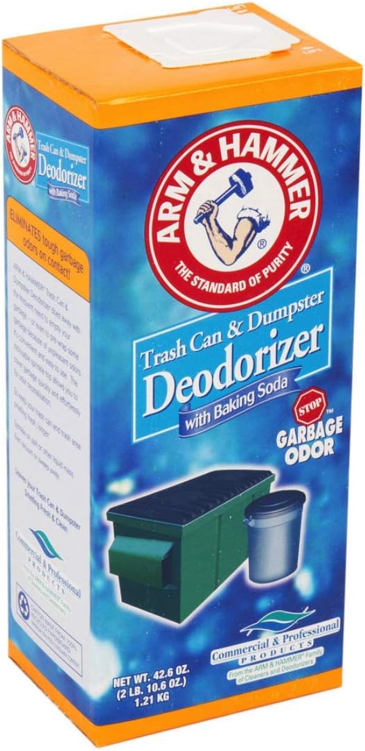 Arm & Hammer 3320084116CT Trash Can & Dumpster Deodorizer, Sprinkle Top, Original, Powder, 42.6 oz (Case of 9)