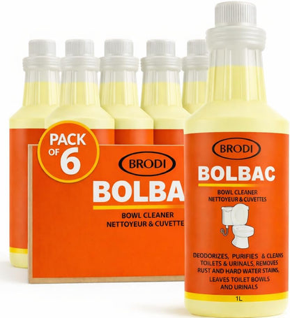 Brodi BolBac Heavy Duty Toilet Bowl Cleaner, High-Power 25-30% HCI Formula, Fast Lime & Rust Removal, Fixture-Safe, Removes Odor-Causing Build-Up (Pack of 1)