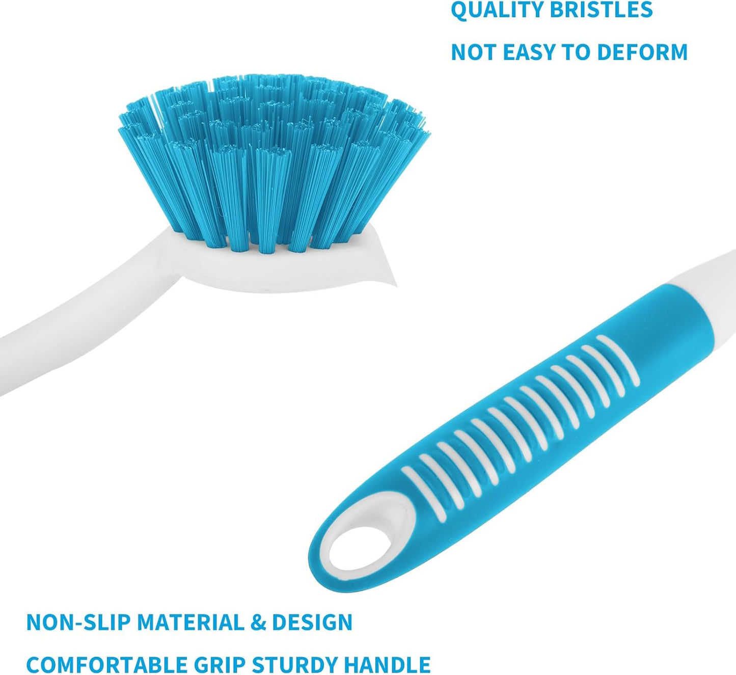 Dish Brush with Handle, 2 Pack Scrub Brushes with Built-in Scraper for Cleaning Kitchen, Pots, Pans and Sink, Scrubber Washing Tools, Green