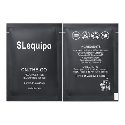 100 Pcs Flushable Wet Wipes, Aloe Vera for Butt, Hands, Face Cleaning, Sufficient Quantity, Individual Wrapped, Portable Size, Ideal for Daily Use, Plant Based, Black