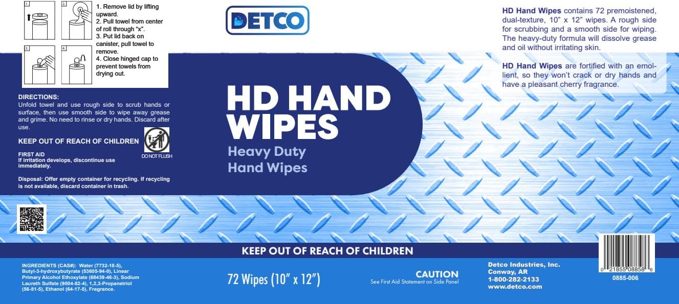 HD Hand & Tool Wipes – Heavy Duty Dual Purpose Cloths for Hands, Tools, & Surface Cleaning – Disposable Waterless Cleaner Towels with Scrubbing Side – 72 Count Tub