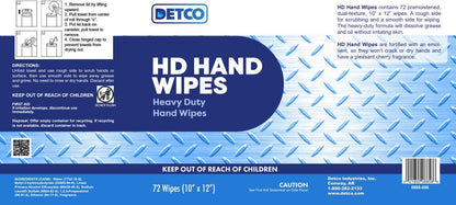 HD Hand & Tool Wipes – Heavy Duty Dual Purpose Cloths for Hands, Tools, & Surface Cleaning – Disposable Waterless Cleaner Towels with Scrubbing Side – 72 Count Tub