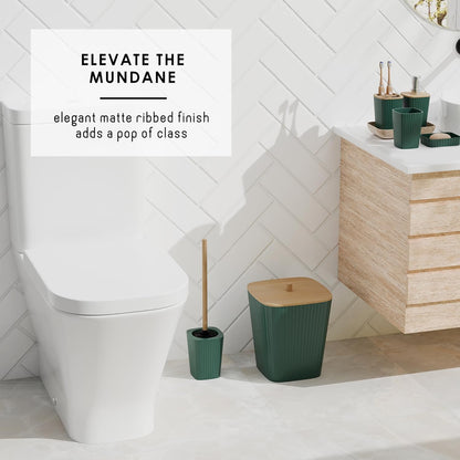 Clara Clark Bathroom Set - Sage Green Bathroom Accessories Set, 6PC Bathroom Accessory Set, Bathroom Sets with Toilet Brush, Trash Can & Soap Dispenser