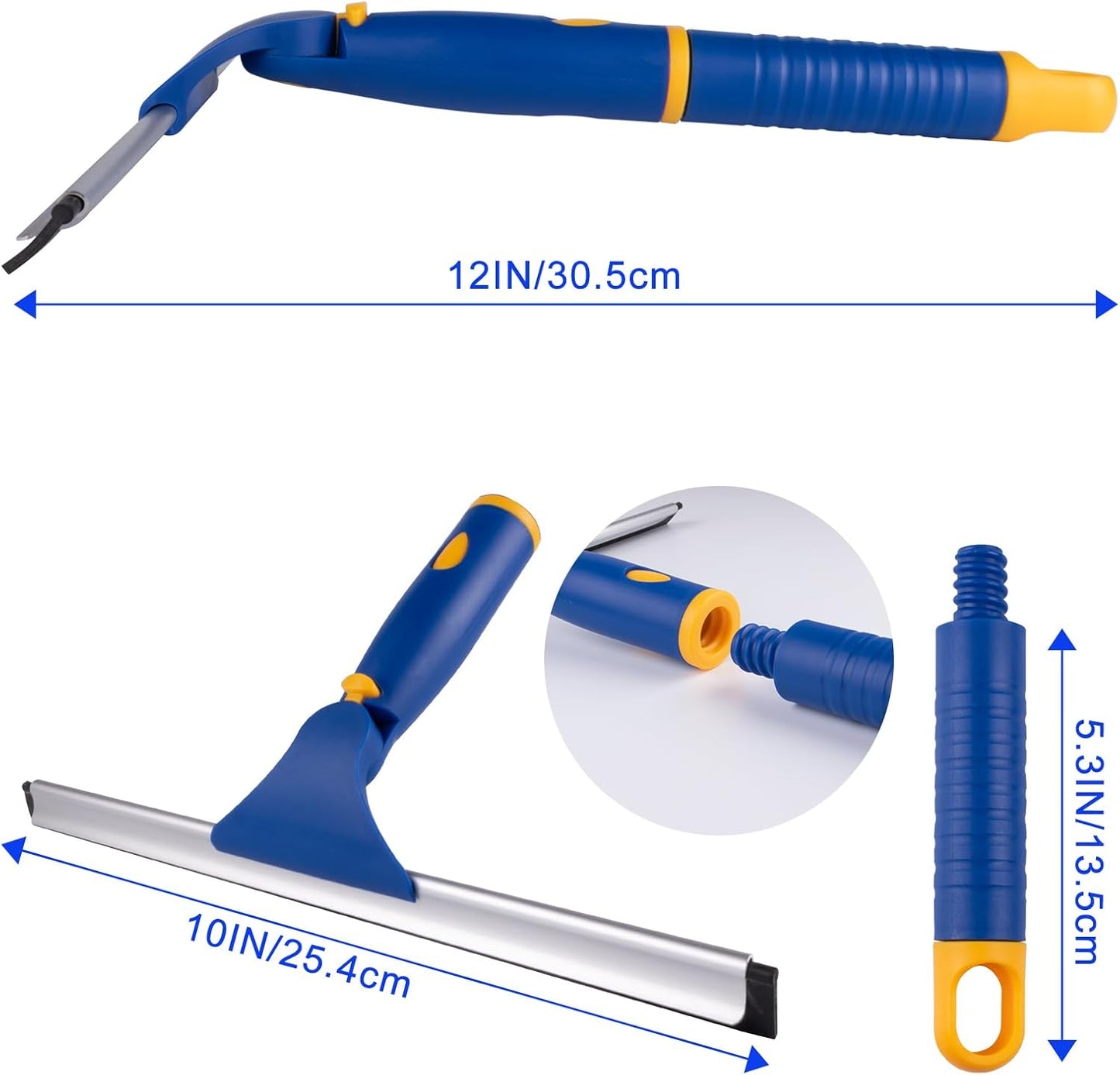 Swivel Shower Squeegee for Glass Doors, All-Purpose Anti-Slip Window Squeegee with 2 Blades, Window Cleaner Tool Bathroom Squeegee for Shower Doors, Tile Shower Walls，Mirrors,Car Windshields